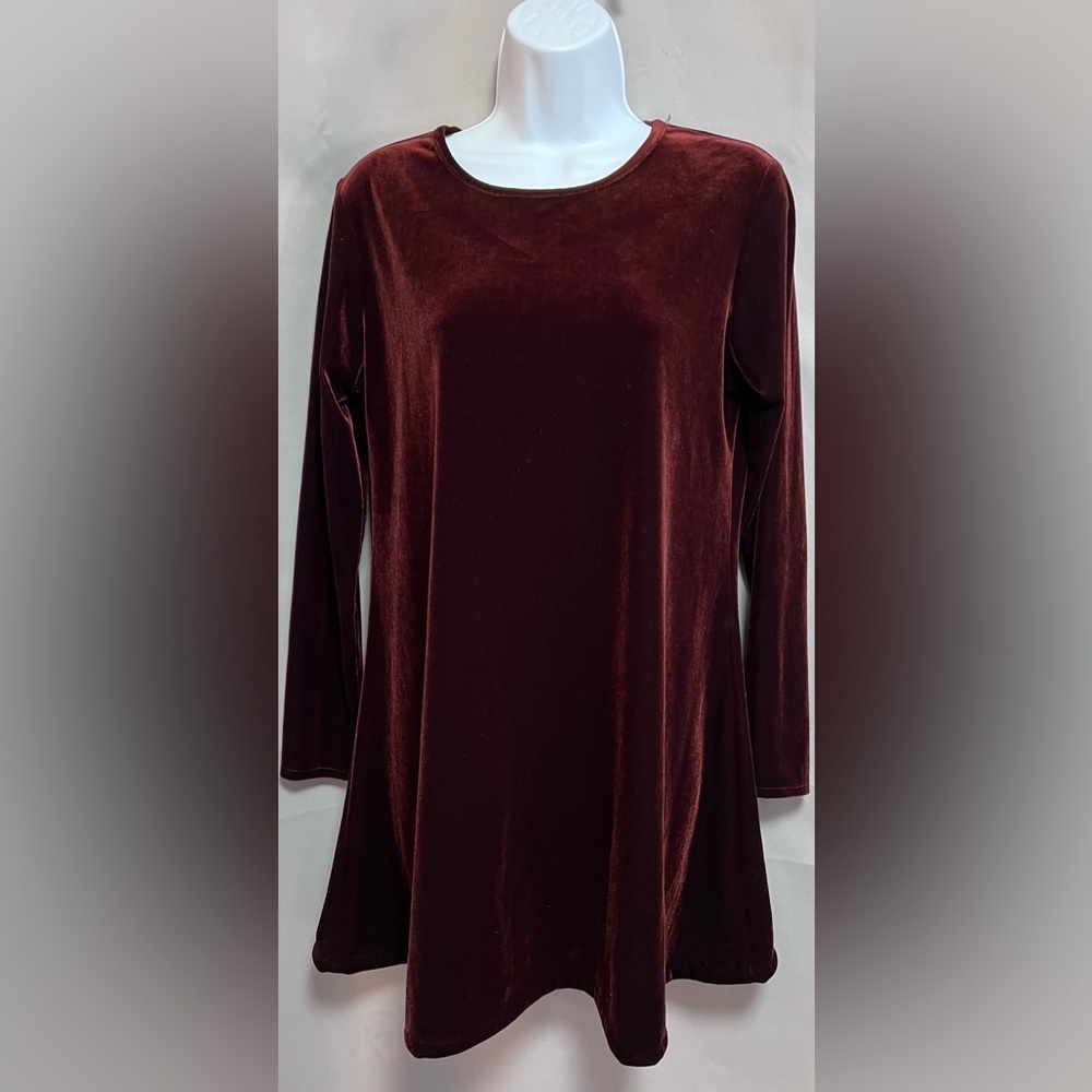 Vintage K.C. Spencer Burgundy Velvet Dress Women's Size 4‎ Long Sleeves